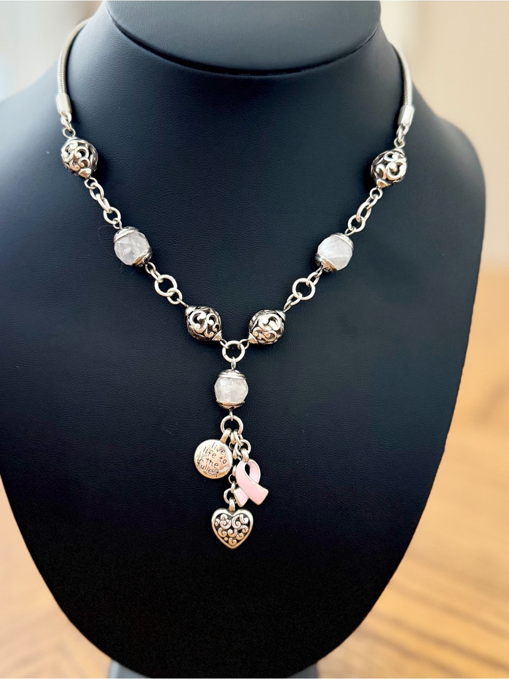 Brighton 2007 Power of Pink Rose Quartz Charm Necklace